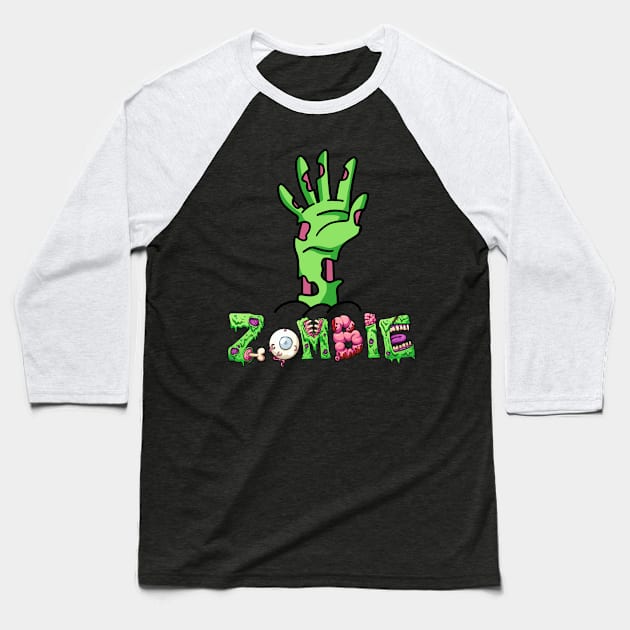 Zombie Hand Baseball T-Shirt by MZeeDesigns